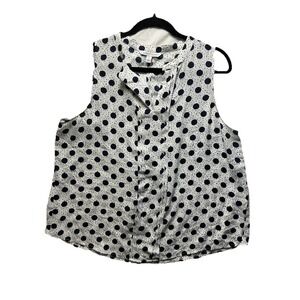 41 Hawthorn Women's Blouse Navy Blue And White Polka Dot Size XL